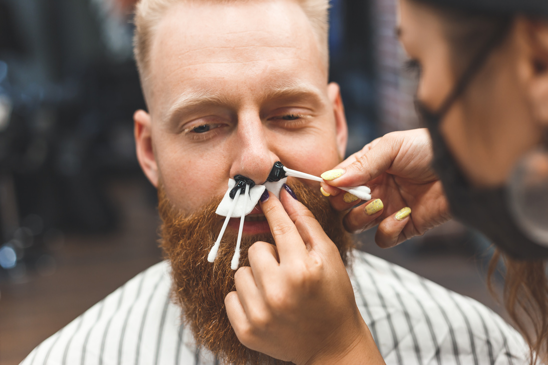 Removing Hair from the Nose with Wax in Barbershop